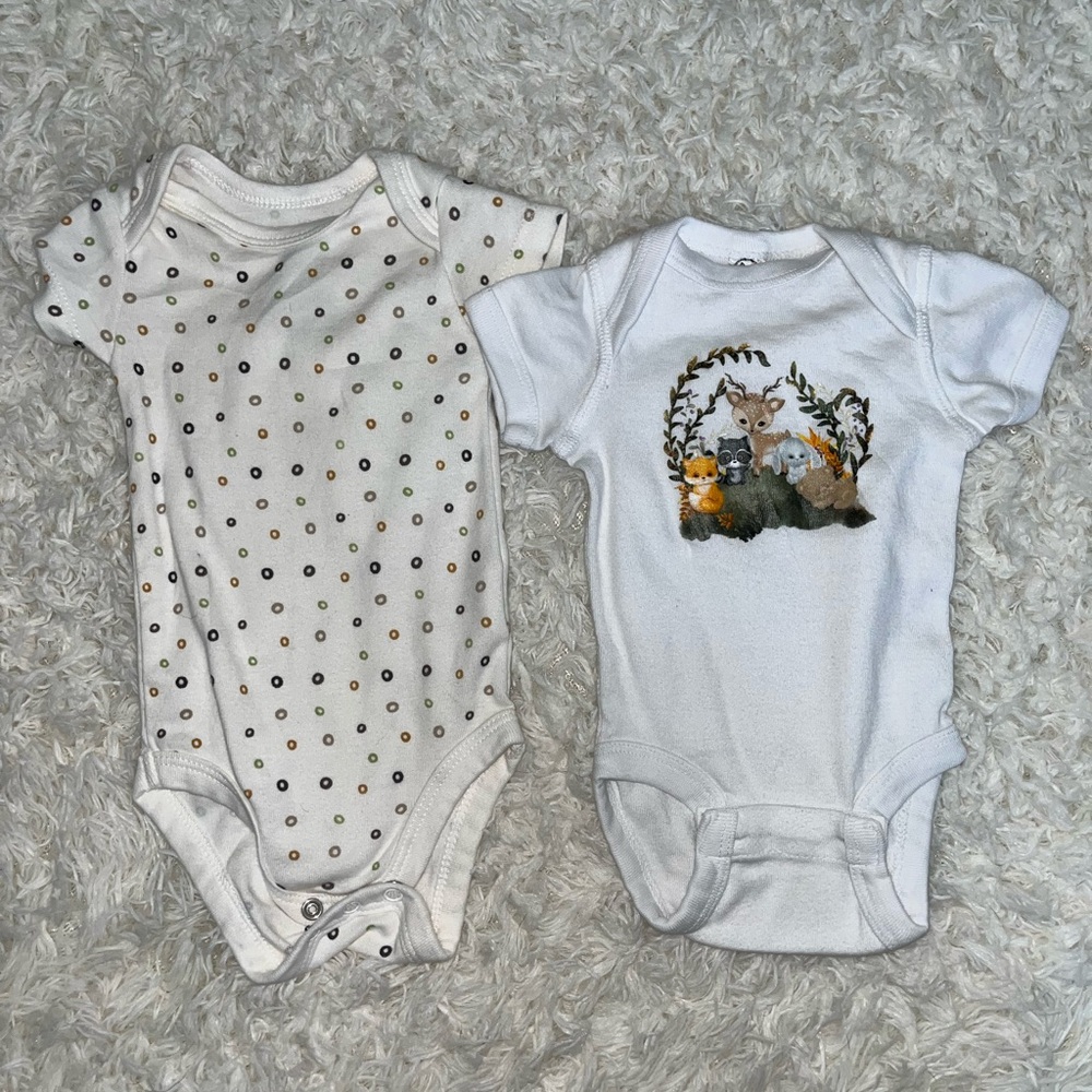 Adorable White and Patterned Baby Onesies Set
